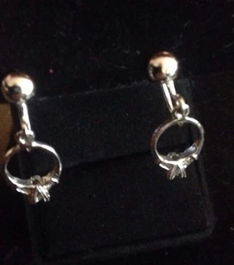 Sterling Silver Engagement Clip On Earrings C56 - Picture 1 of 12