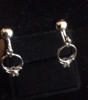 Sterling Silver Engagement Clip On Earrings C56 - Image 1 of 4