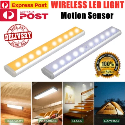 LED Motion Sensor Light PIR Cordless Night Light Closet Stair Battery Powered AU - image 1 of 4