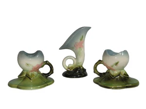 Vtg Hull USA Pottery Woodland Blue Green 3-pc Lot Mid-Century Signed W30  W2 - Picture 1 of 12