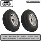 145/80R10 Inch Trailer Wheel and Tyre 74N 4Ply 375Kgs 4x4 Inch PCD M10 studs x2s