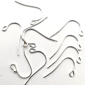 Sterling Silver Earwire Hooks 20mm – 925 Stamped Earring Findings 10pcs - Picture 1 of 5