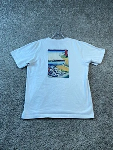 Uniqlo Shirt Adult Small White Blue Museum Of Fire Art Wave Cotton Casual Mens - Picture 1 of 12