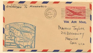 USA Sc. C32 5c Anchorage Minneapolis DC-4 Skymaster Aviation on 1947 FDC (4) - Picture 1 of 2