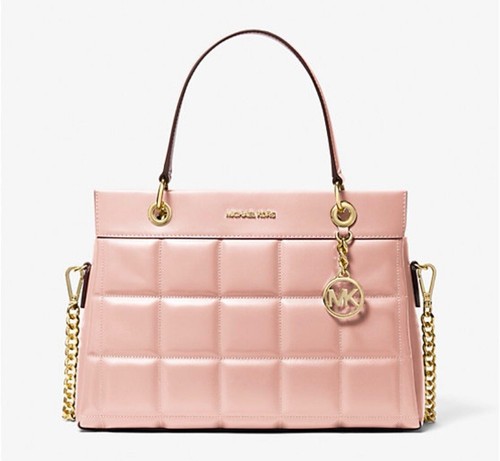 Borsa a mano Michael Kors Susan media in pelle trapuntata rosa donna nuova con etichetta