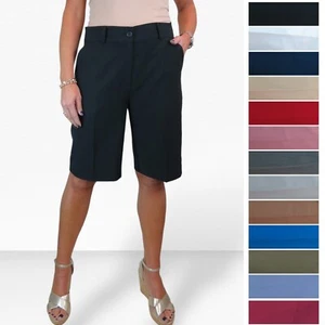 Womens Smart Relaxed Fit Shorts Day Evening Soft Tailored Shorts 8-22 - Picture 1 of 82