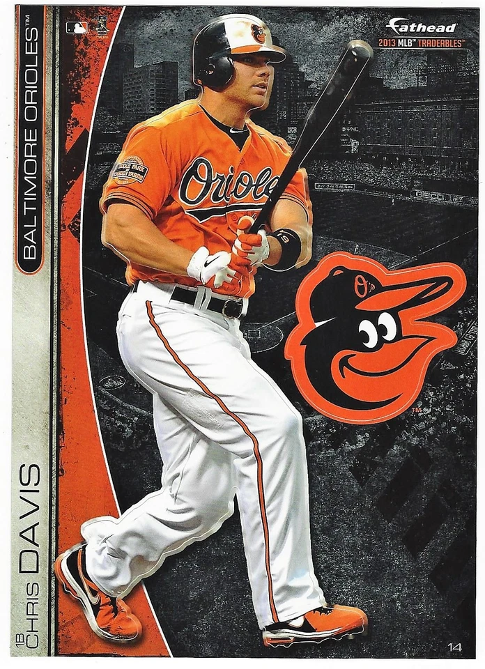 CHRIS DAVIS BALTIMORE ORIOLES CRUSH FATHEAD TRADEABLES REMOVABLE STICKER 2013 14 - Image 1 of 3