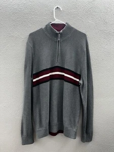Eddie Bauer Mens Sweater Size Large Gray Long Sleeve Knit 1/4 Zip - Picture 1 of 11
