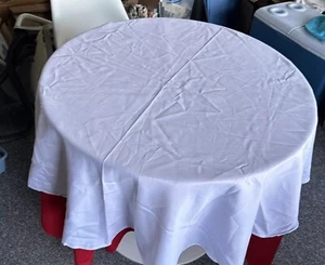 60" Round Bright White Tablecloth 11 New 7 Have Never Been Opened Weddings Event - Picture 1 of 8