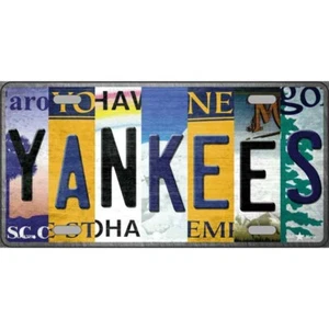 MINI Size 4"x2.2" License Plate Metal Sign Wood Art for Home Yankees Strip - Picture 1 of 1