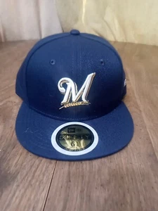 Milwaukee Brewers MIL MLB Authentic New Era 59FIFTY Fitted Cap- Navy Sz 6 5/8 - Picture 1 of 4