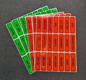 TOOLBOX LABEL STICKERS - SET OF 3 - A4 SHEET - COLOUR OPTIONS AVAILABLE - Picture 1 of 3