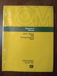 John Deere 360 Swing-Around Disk Operator's Manual OMA23652 H3 In Orig Plastic  - Picture 1 of 3