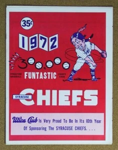 1972 Syracuse Chiefs vs. Louisville Colonels Scorecard Program w/ Roster Scored - Picture 1 of 5