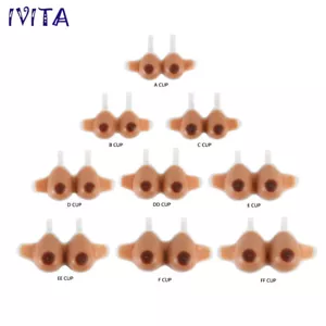 A-FF Cup Strap-on Silicone Breast Forms Crossdresser Fake Boobs Bra Enhancers - Picture 1 of 12