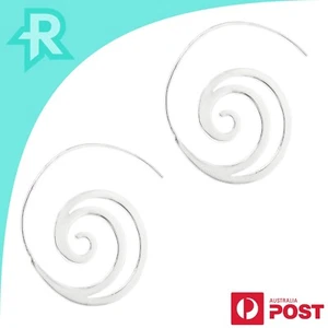 Swirl Cutout Medium Sterling Silver 925 Spiral Earrings - Picture 1 of 6