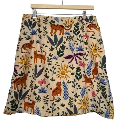 Princess Highway Modcloth Womens Skirt Jungle Cat Tiger Tropical Size 16 NEW - Image 1 of 4