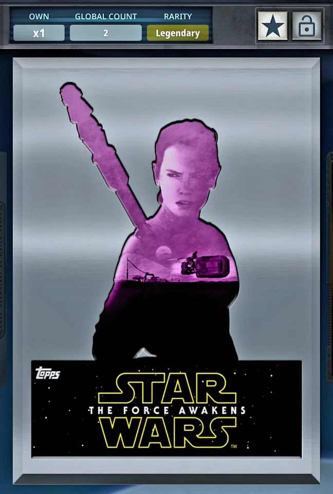 Topps Star Wars Digital Card Trader Legendary 2016 TFA: Die Cut Silver REY 2cc - Image 1 of 4
