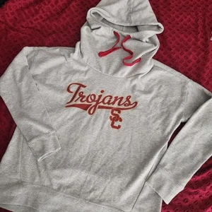 USC Trojans Hoodie Sweatshirt Size Small Shimmery Gray Red Drawstrings Pullover - Picture 1 of 7