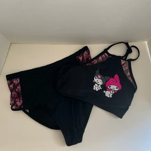 My Melody and Kuromi Flame Black Top High Waisted Swim Bottoms Womens Juniors M - Picture 1 of 7