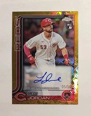 2025 Topps Chrome Logofractor LEVI JORDAN Gold Refractor Rookie Auto #05/50 - Image 1 of 3