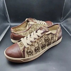 Scarpe da ginnastica Michael Kors Fulton stringate donna taglia 10 marrone MK logo monogramma - Foto 1 di 7