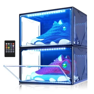 Shoe Storage Organizer for Closet, Foldable Shoe Boxes Rack 2 Pack, Clear Pla... - Picture 1 of 7