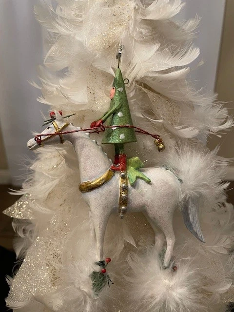 Dept 56 Krinkles Patience Brewster Jingle bells Horse with tree rider 7"X6" Rare - Image 1 of 4