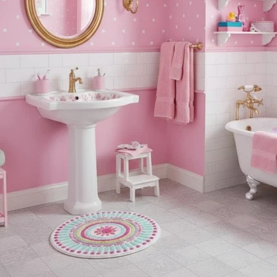 Mini tapete lavável Pottery Barn Kids ponto coração redondo 29” chenille shag - Imagem 1 de 4