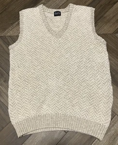 Vintage 60s Brooks Brothers Herringbone Knit Vest Cotton Men’s M/L NICE - Picture 1 of 8