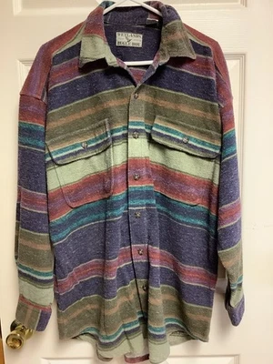 Wetlands Bugle Boy Men’s Large Striped Outdoor Adventure Button Down Shirt - Image 1 of 3
