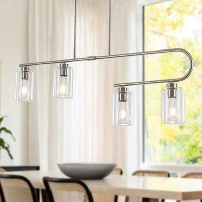 39" Kitchen Island Pendant Light, 4-Light Glass Chandelier Light Fixture Brushed - Image 1 of 4