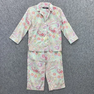 Lauren Ralph Lauren 2 Piece Capri Pajama Set Womens Small Paisley Cotton Blend - Picture 1 of 10