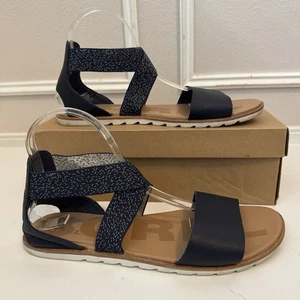 SOREL Ella II Leather Sandals, Nocturnal Blue Navy, Womens 10.5 - Picture 1 of 6