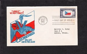 WWII Patriotic FDC Washington Czechoslovakia Overrun q9 - Picture 1 of 1