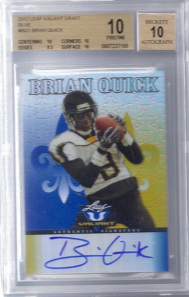 BGS 10 PRISTINE 2012 Leaf Valiant Draft BLUE AUTO Brian Quick RC #d 70/99 - Image 1 of 1