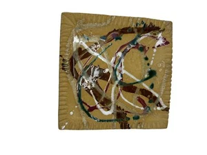Vintage Art Pottery Square Plate Abstract Design Signed Winokur - Picture 1 of 6