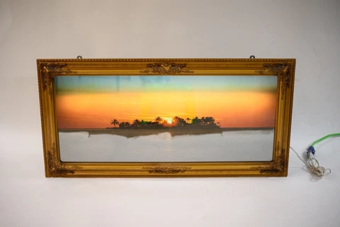 Vintage Animate Mirror Beach Scene Sounds Nature Spirit Electronic Framed Mirror Cover