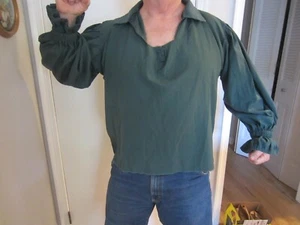 Hombres Cosplay Gótico Renacimiento Medieval Disfraz Verde Manga Larga Camisa Grande - Imagen 1 de 5