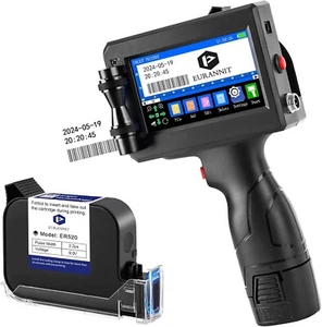 Eurannit Imprimante à jet d'encre portable 0,5 po, E15 machine à coder portable 4,3 pouces L - Photo 1/7