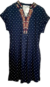 TOGETHER Ladies long Navy Spot Embroidered Tunic Top Blouse Size 10 BNWT  - Picture 1 of 7