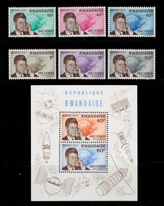 1965 RWANDA REMEMBER J F KENNEDY TELECOMUNICATION SATELLITE SCT.130-6 MI.129-34A - Picture 1 of 1