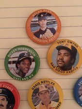 1984 Fun Foods Baseball Buttons Ricky Henderson, Nolan Ryan, Tony Gwynn,41Total