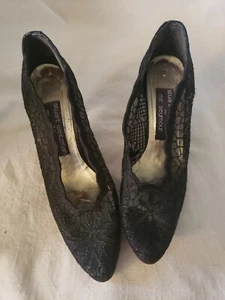 POMPA TACCO GATTINO VINTAGE STUART PER MR. SEYMOUR PIZZO NERO DONNA 6 AA - Foto 1 di 6
