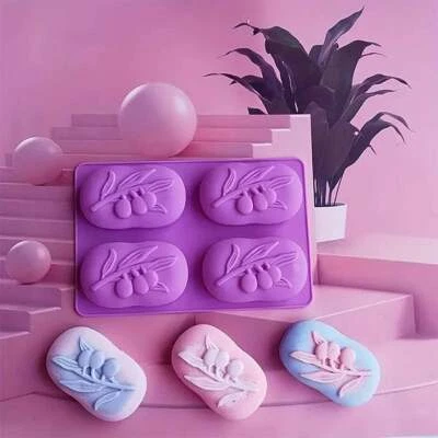 4-chamber craft tool Olive tree shape silicone mold Handmade soap mold - Image 1 of 4