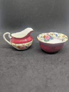 Vintage Aynsley Bone China Sugar & Creamer Set Floral Pattern - Picture 1 of 7