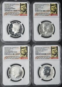 2014 Silver 50C Kennedy 50th Anniversary 4 Coin Set - NGC 70 ER - ✪COINGIANTS✪