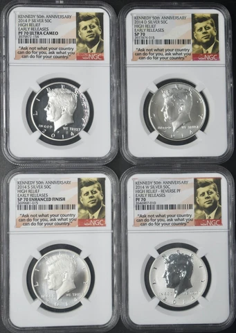 2014 Silver 50C Kennedy 50th Anniversary 4 Coin Set - NGC 70 ER - ✪COINGIANTS✪ Cover