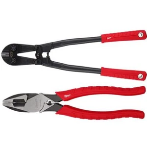 Milwaukee Bolt Cutter 3/8" Max Cut w/ High Leverage Lineman's Pliers + Crimper - Picture 1 of 9