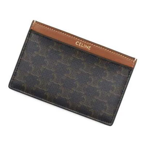 CELINE Triomphe Custodia per Carte in PVC/Pelle Marrone 10B702 - Foto 1 di 7